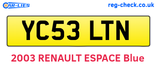 YC53LTN are the vehicle registration plates.