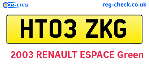 HT03ZKG are the vehicle registration plates.