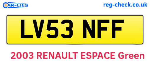LV53NFF are the vehicle registration plates.