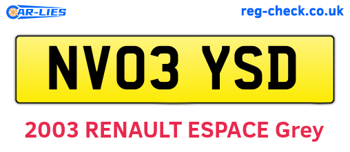 NV03YSD are the vehicle registration plates.