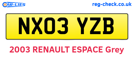 NX03YZB are the vehicle registration plates.