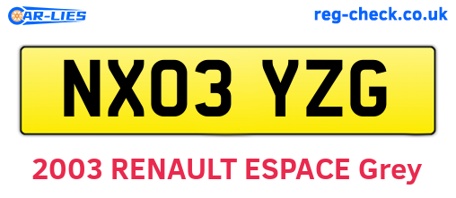 NX03YZG are the vehicle registration plates.