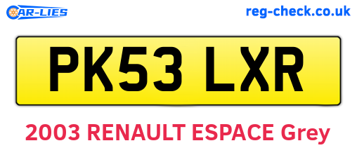 PK53LXR are the vehicle registration plates.