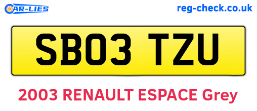 SB03TZU are the vehicle registration plates.