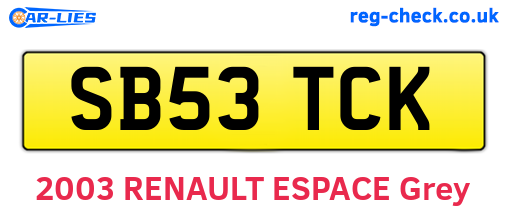 SB53TCK are the vehicle registration plates.