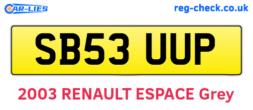 SB53UUP are the vehicle registration plates.