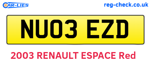 NU03EZD are the vehicle registration plates.