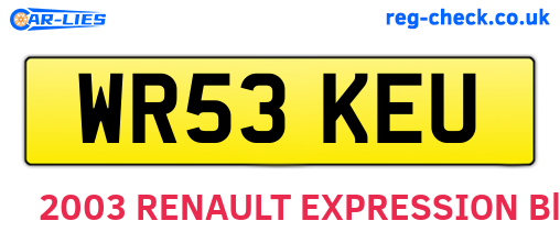 WR53KEU are the vehicle registration plates.