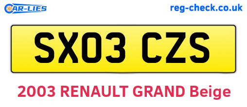 SX03CZS are the vehicle registration plates.