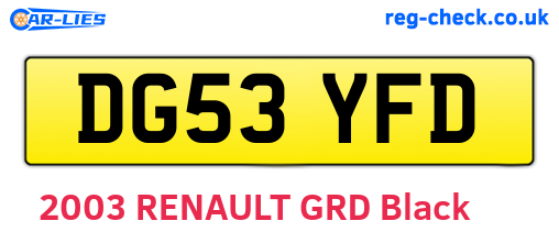 DG53YFD are the vehicle registration plates.