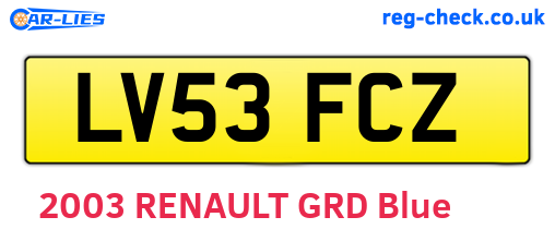 LV53FCZ are the vehicle registration plates.