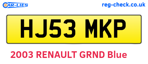 HJ53MKP are the vehicle registration plates.