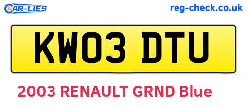 KW03DTU are the vehicle registration plates.