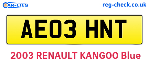 AE03HNT are the vehicle registration plates.