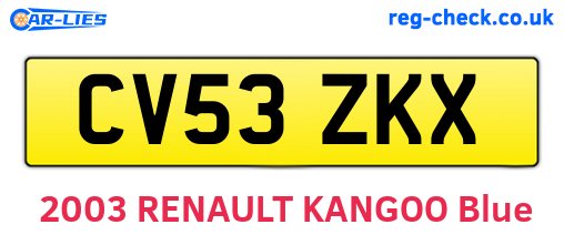 CV53ZKX are the vehicle registration plates.