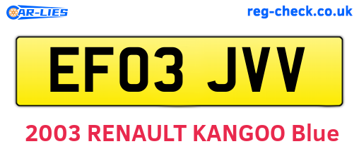 EF03JVV are the vehicle registration plates.