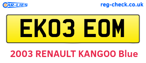 EK03EOM are the vehicle registration plates.