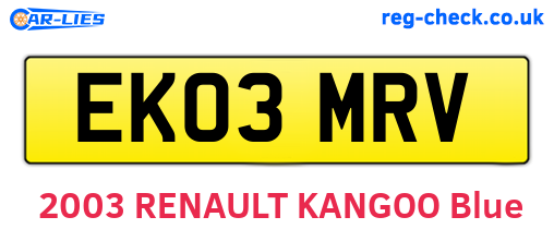 EK03MRV are the vehicle registration plates.