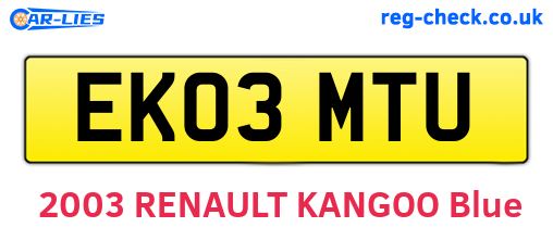 EK03MTU are the vehicle registration plates.