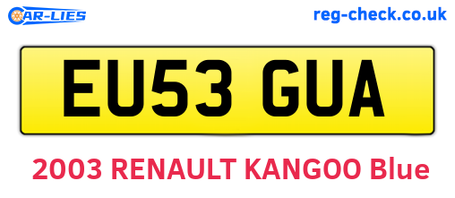 EU53GUA are the vehicle registration plates.