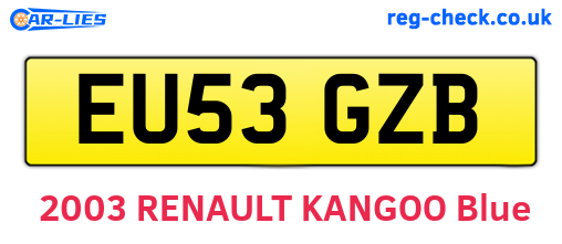 EU53GZB are the vehicle registration plates.