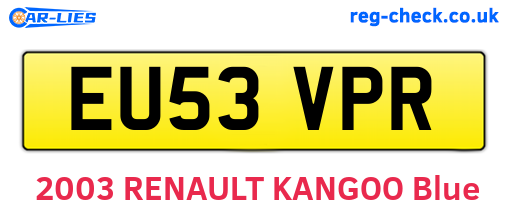 EU53VPR are the vehicle registration plates.