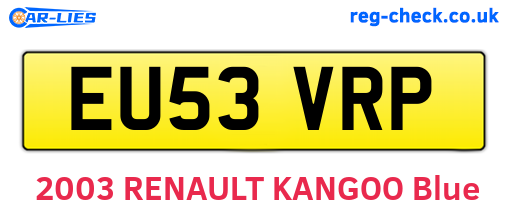 EU53VRP are the vehicle registration plates.