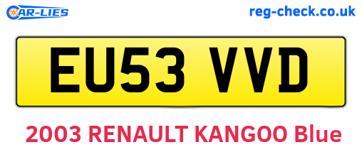EU53VVD are the vehicle registration plates.