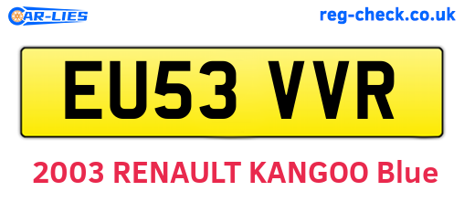 EU53VVR are the vehicle registration plates.