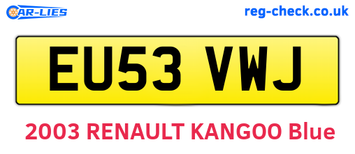 EU53VWJ are the vehicle registration plates.