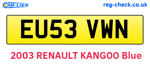 EU53VWN are the vehicle registration plates.