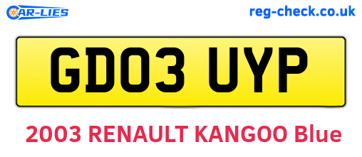 GD03UYP are the vehicle registration plates.
