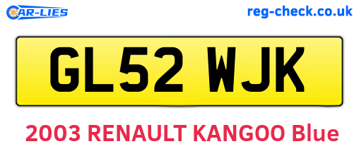 GL52WJK are the vehicle registration plates.