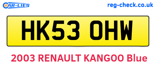 HK53OHW are the vehicle registration plates.