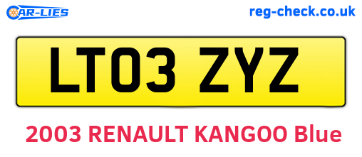 LT03ZYZ are the vehicle registration plates.