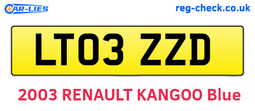 LT03ZZD are the vehicle registration plates.