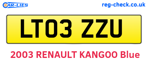 LT03ZZU are the vehicle registration plates.