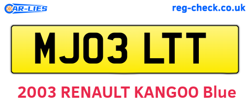 MJ03LTT are the vehicle registration plates.
