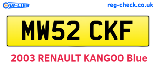 MW52CKF are the vehicle registration plates.