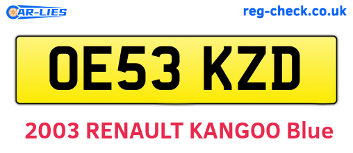 OE53KZD are the vehicle registration plates.