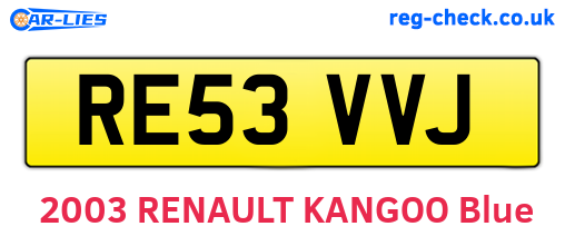 RE53VVJ are the vehicle registration plates.