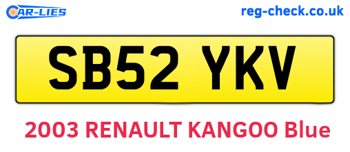 SB52YKV are the vehicle registration plates.