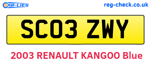 SC03ZWY are the vehicle registration plates.