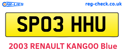 SP03HHU are the vehicle registration plates.
