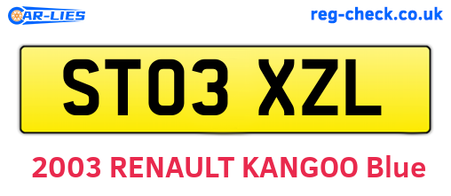 ST03XZL are the vehicle registration plates.
