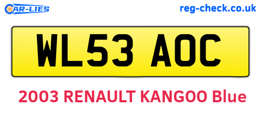WL53AOC are the vehicle registration plates.