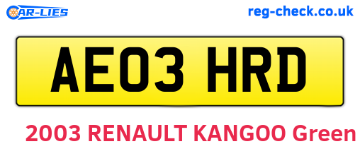 AE03HRD are the vehicle registration plates.
