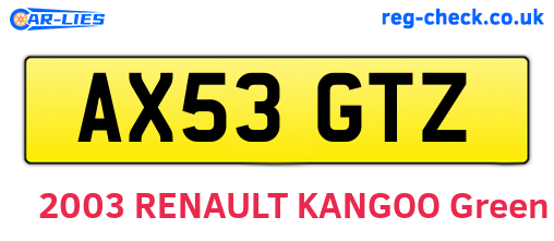 AX53GTZ are the vehicle registration plates.