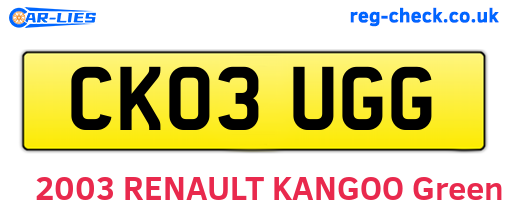 CK03UGG are the vehicle registration plates.