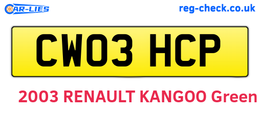 CW03HCP are the vehicle registration plates.